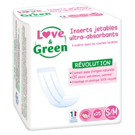 Love & Green 25 x Disposable Eco Friendly Universal Washable Pads Size S/M