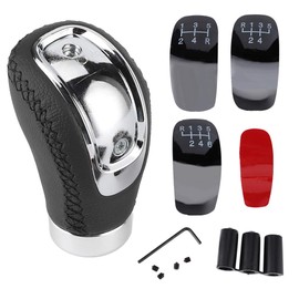 Universal Manual Gear Shift Knob with 3 Interchangeable Panels, Car ABS Leather, Universal Knob, Stick Head, Shift Lever, Handball, Fits Most Vehicles With
