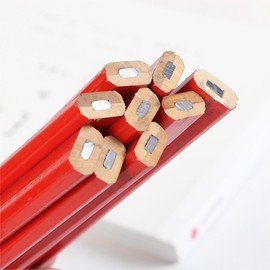 JIAHG 12 Pcs Carpenter Pencils Long Wood Octagonal Red Hard Black HB Lead Pencils for Woodworking Drawing Scribbling Home School Office Marking Tool Supplies