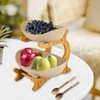 YIYIBYUS 2 Tier Bamboo & Ceramic Fruit Basket for Kitchen