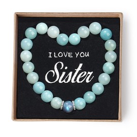 THEMEROL Gifts for Sisters Gifts from Sister Birthday Gifts Ideas Moonstone Bracelet Beaded Cool Big Sister Little Sister Gifts Best Sister Ever Mothers Day Christmas Stocking Stuffers Valentines