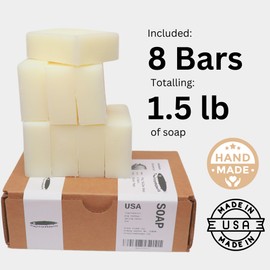 troutcreeksoaps 1.5lb of Pure Pig Tallow Soap – 8 Bars, Handmade with just 3 Ingredients: Unscented, Biodegradable Bar Soap