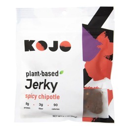 Kojo Vegan Jerky Spicy Chipotle Plant-Based Jerky - 3 Bags (2.4 oz Each) | Raveworthy Spicy Chipotle | Bold Flavor, Shamelessly Meaty | High Protein & Fiber | No Cholesterol with 9g Protein, 3g Fiber & 90 Calories