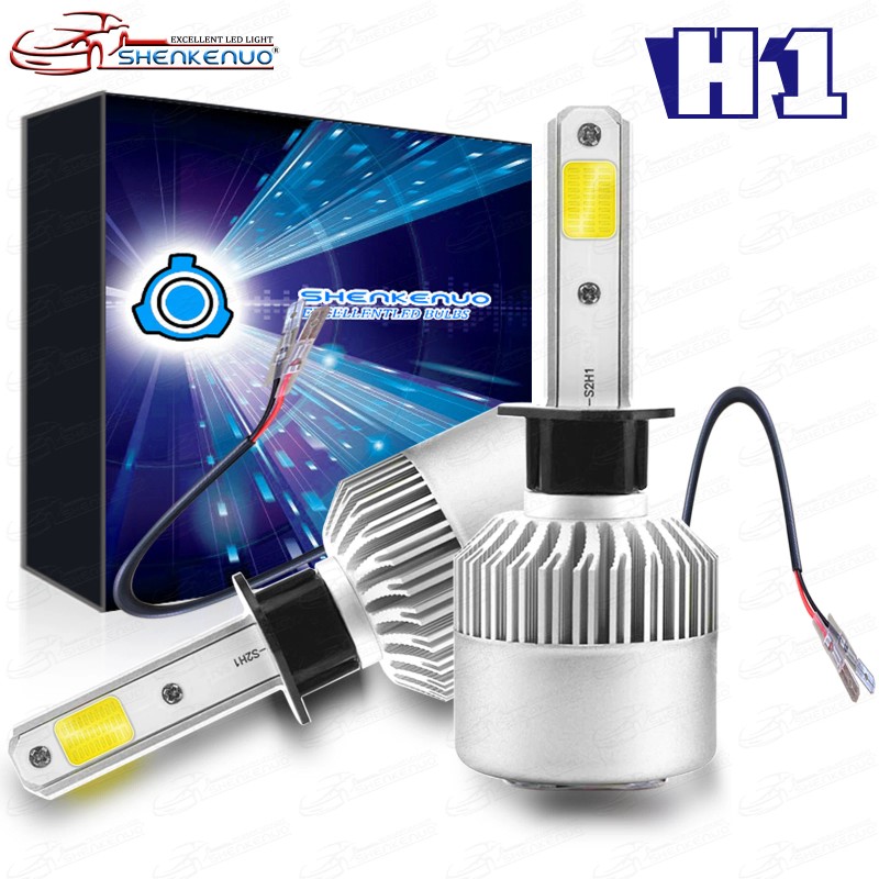SHENKENUO H1 6000K White COB LED Headlight Bulbs Conversion Kit