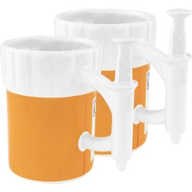 Fairly Odd Novelties Syringe Prescription Shot Glasses, 2 Pack Funny Novelty Drinking Gag Gift Set, One Size, White (Style may vary between Coffee and Shot)