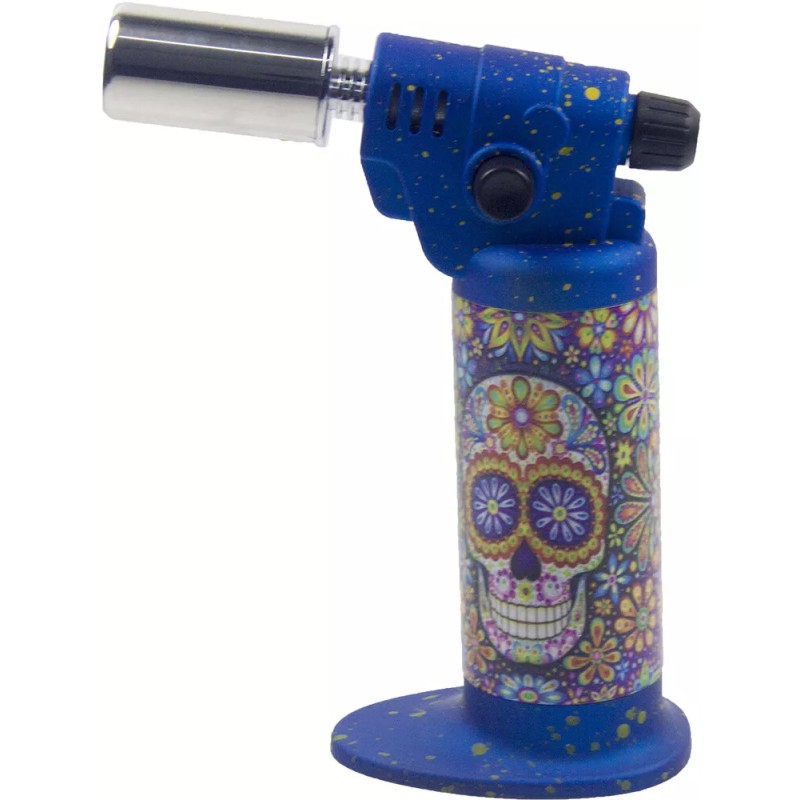 Ever Tech Double Table Torch Lighter Adjustable Flame Refillable Skull