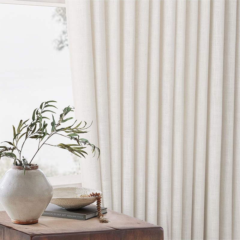 Pinch Pleated Linen Curtains 108 Inches long for Living Room
