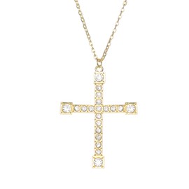 FVCENT Gold Cross Necklace Men's and Women's Jewelry Alloy Chain Pendant Party Clothing Accessories Role Playing Dress Up (Golden), Standard, Metal, imitation stone