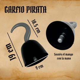 GRUPO CARNAVALLIA Garfio Capitán Pirata Gancho Accesorio Disfraz Halloween Gancho Mano Jack Sparrow Accesorio Pirata Fiesta 1pza
