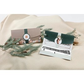 Clairefontaine 20044C - Set of 2 Cosy Christmas Pattern Gift Envelopes - DL Format 11x22cm - 160g - Gummed Prints - Cosy Christmas Theme - Events and Correspondence Invitation - Pollen Range