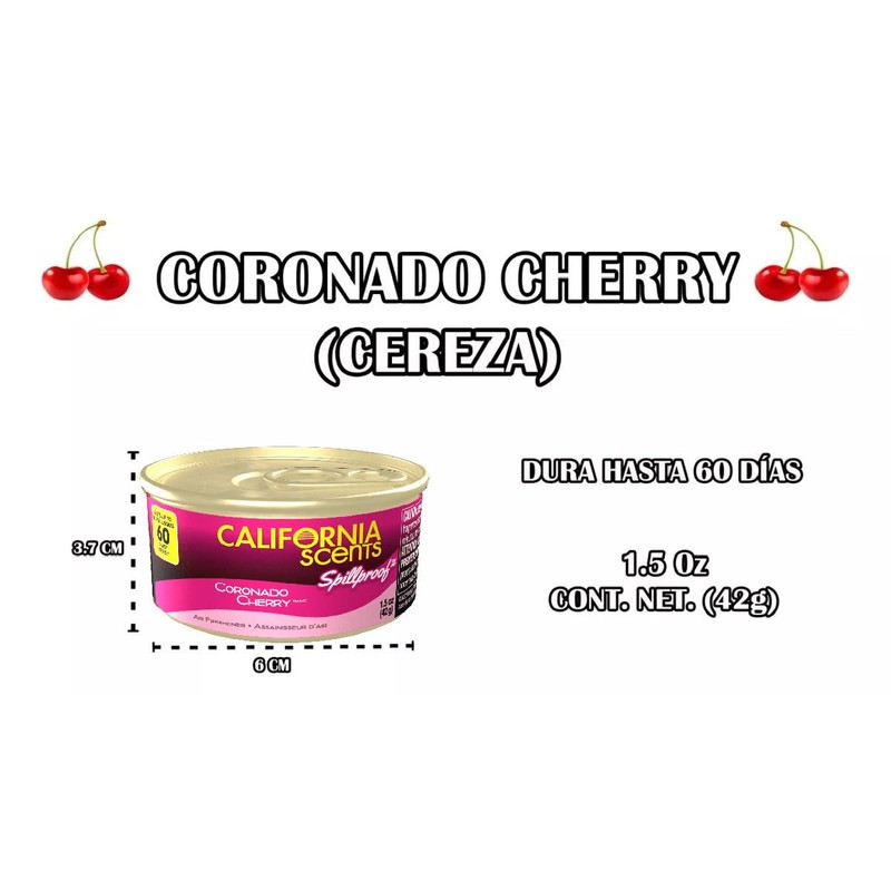 4 Pack Aromatizante Auto California Scents Cherry corcho 60 días