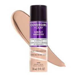 COVERGIRL+Olay Simply Ageless 3-in-1 Liquid Foundation Creamy Beige, 1 Count (packaging may vary)