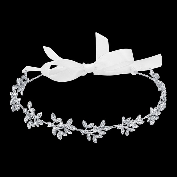BABEYOND Women Wedding Bridal Bridesmaid Beaded Forehead Band Dangle Rhinestone Crystal Headband Headpiece with Gift Box (Style-2-Sliver)
