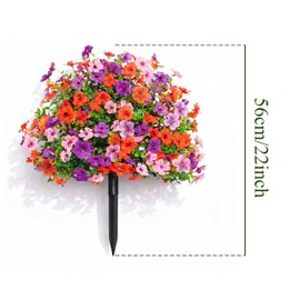 22" Artificial Petunias Outdoor Faux Flowers with Ground Stakes, UV Resistant Fade Proof Fake Plants for Garden Front Porch Patio Yard Planter Window Box Walkway Cemetery, 1 Pack, 180 Heads
