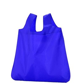 fiXte Reusable Fold Away Shopping Bag Eco Friendly Foldable Travel Grocery Carrier with Carry Pouch and Clip (Blue)