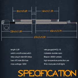Wiring Harness 2 Lead, Nirider Motorcycle Handlebar Switch 12V 40A Relay Fuse Nylon Wiring Harness Kit for LED Light Bars Fog Lights Driving Lights LED Pods for Motorcycle ATV Dirt Bike Snowmobile