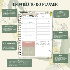 BIROYAL Weekly Daily Planner, To Do List Planner Notebook Undated, Daily Tasks Boost Productivity, The Perfect Daily Journal Undated Office Supplies Checklist, 120 Pages, 148 × 210mm