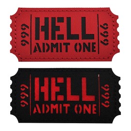 2 Pcs Funny Hook and Loop Patch - Hell Admit One Reflective Patches, Military Morale Badge for Tactical Backpacks, Army Vests, Dog Harnesses, Service Animal Vests, Jackets, Jeans, Hats, Tactical Gear