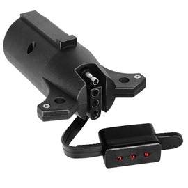 OPT7 7 to 4 Pin Trailer Adapter w/Tester, 7 Way Blade to 4 Way Flat Trailer Connector w/Secure Tab for Pickup Truck Tow Hitch, 3.75" Long x 1.75" Diameter