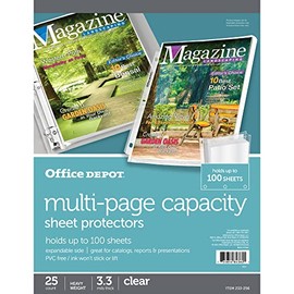 Office Depot Top-Loading Sheet Protectors, Heavyweight, Clear, Expandable, Box of 25, 105007RMDUP