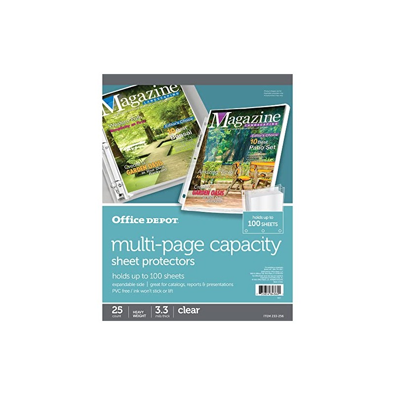 Office Depot Top-Loading Sheet Protectors, Heavyweight, Clear, Expandable, Box of