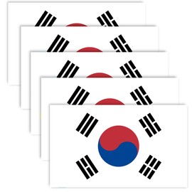 5 PCS South Korea Flag Sticker,6x3.5 In South Korean Decal,Large Banner Decor For Car Bumper Window Laptop
