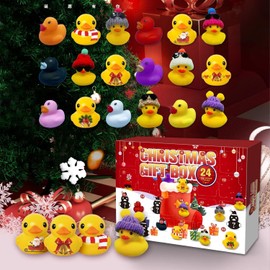 Advent Calendar 2024 Children's Small Yellow Duck, Christmas Calendar Ducks, 24 Grids for Boys Girls 1 2 3 4 5 6 7 8 10 12 Years, Squeaky Ducks Advent Calendar Christmas Gifts for Children