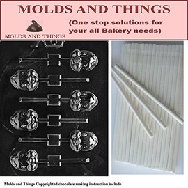 MOLDS AND THINGS Tweety Lolly Chocolate Candy Mold with Copyrighted Molding Instruction + with 50 Lollipop Sticks
