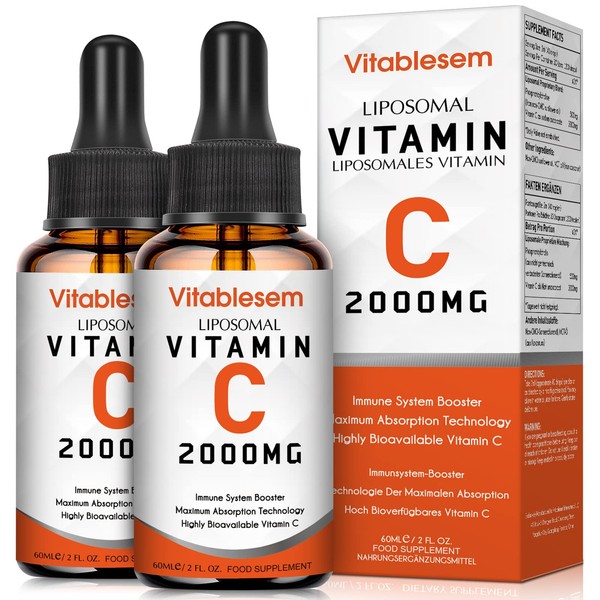 Vitablesem Liquid Liposomal Vitamin C 2000mg Supplement(2 Bottles), High dose