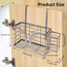 ziroland Elegant Light Gray Wall Mounted Hair Dryer Holder - Stylish Bathroom Organiser for Hair Dryer & Straightener, Hair Brush & Accessories