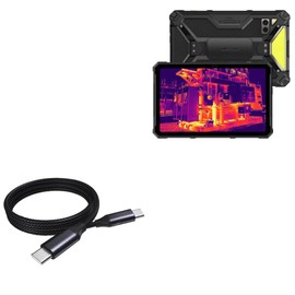 BoxWave Cable Compatible with Ulefone Armor Pad 4 Ultra - DirectSync PD Cable (3ft) - USB-C to USB-C (100W), Type C Braided Charge and Fast Sync - Jet Black