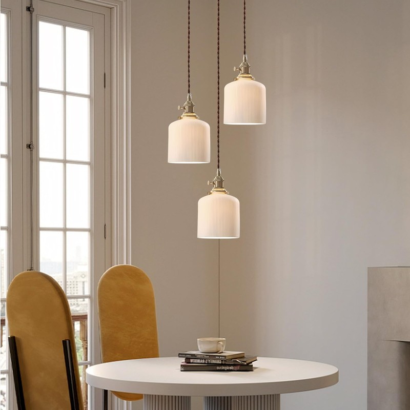 Magiroz Mid Century Modern Pendant Light Fixture Minimalist White Ceramic