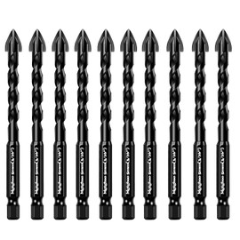 【Urgrade】 Mgtgbao 10pc 5MM Masonry Drill Bits, 3/16” Concrete Drill Bit Set for Tile,Brick, Plastic and Wood,Tungsten Carbide Tip Best for Wall Mirror and Ceramic Tile.