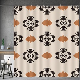 Aimego Western Aztec Shower Curtain - Southwest Boho Chic Geometric Ethnic Tribal Vintage Country Farmhouse Fabric Cloth Bath Shower Curtains Set with 12 Hooks for Bathroom Decor Accessories, 72"x72"