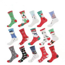 Men's Christmas Santa Socks with Bell, Elk, Snowman Designs (Medium) lf1241 Free Size/15 Types - 3 Deer Heads + 37-43 20ea