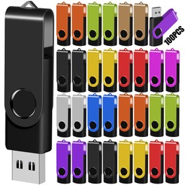 EASTBULL Flash Drives Bulk 8GB USB Thumb Drive 50 Pack USB 2.0 Memory Stick Swivel Pen Drive with Lanyard for Storage and Backup (8 GB 50 Colors)