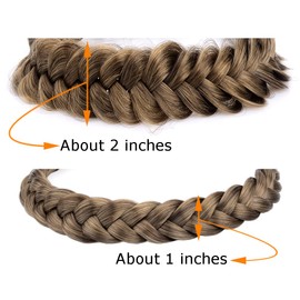 DIGUAN Messy Wide 2 Strands Fishtail Synthetic Hair Braided Headband Hairpiece for Women Girls Beauty Brides Hair Accessory Combination (Claybank)