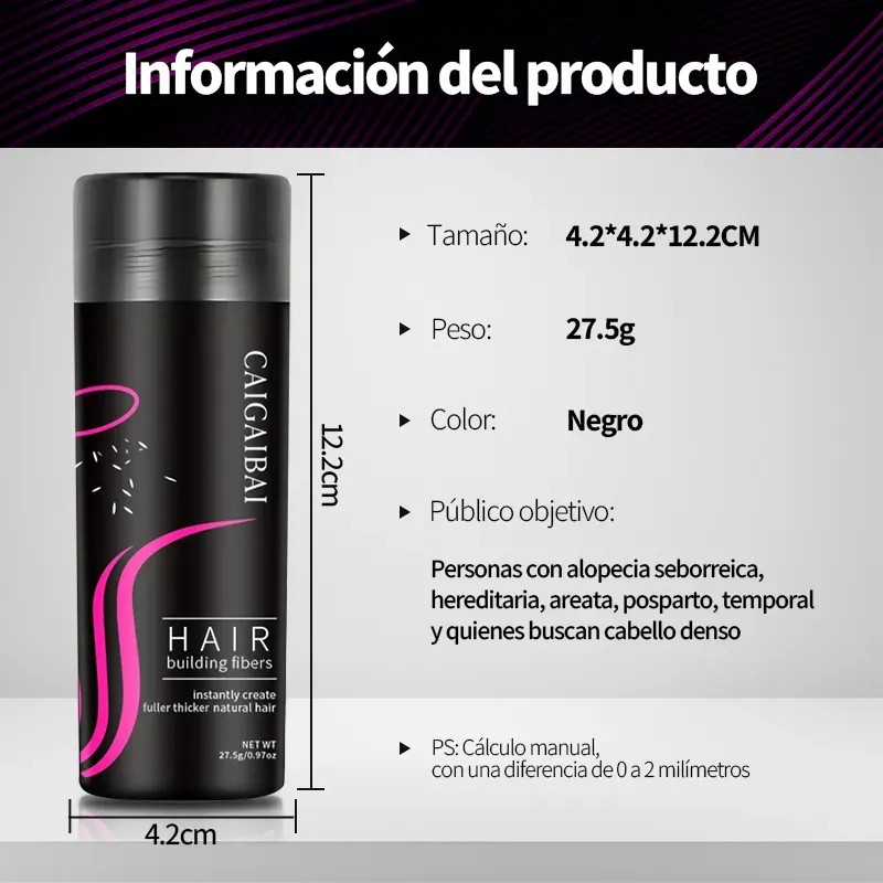 Fibras Capilares Natural Disimular Calvicie Relleno Cabello