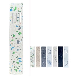 A&S Modern Stone Mezuzah Case Design, Mezuza Cover for Scroll Protection, Easy Peel and Stick Houswarming Gift and Home Blessing (Terrazzo Blue/Green, 7 Inches)