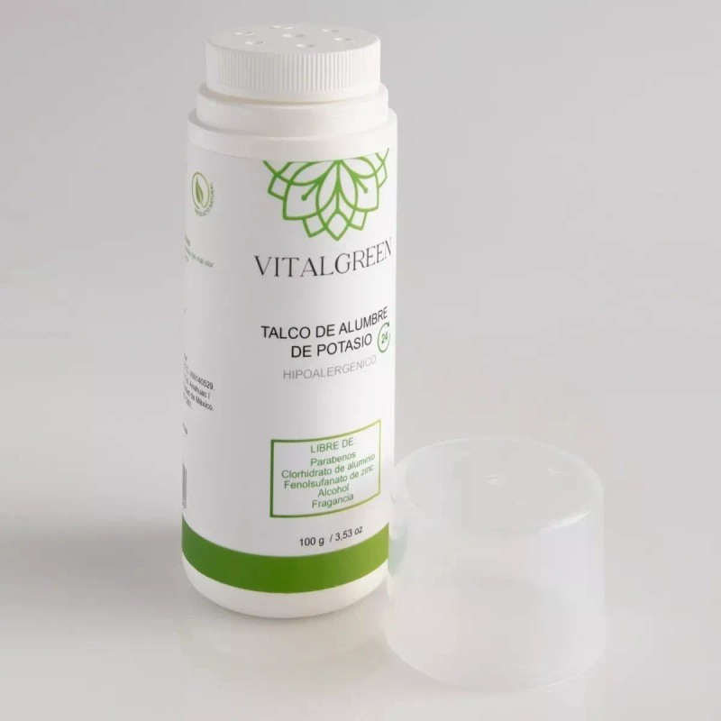 Vital Green Talco Alumbre De Potasio Sin Parabenos 100g Vital