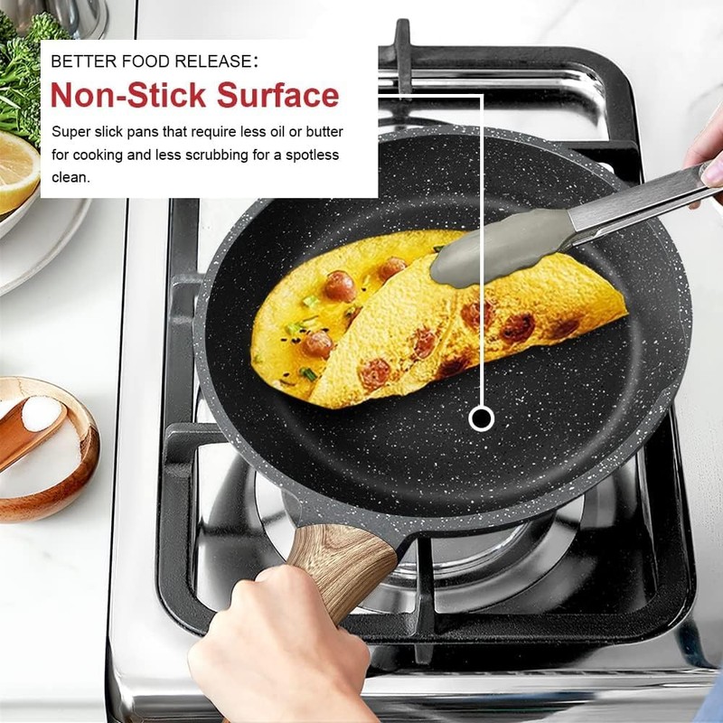 Caannasweis Nonstick Granite Frying Pan Skillet, Non Stick Omelette Fry