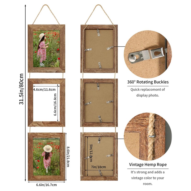 ccdcc 5x7 Collage Picture Frames Set of 2, Rustic Wooden