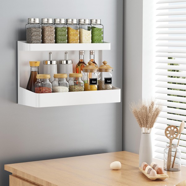 1 Pack Moveable Fridge Magnetic Spice Racks,Metal