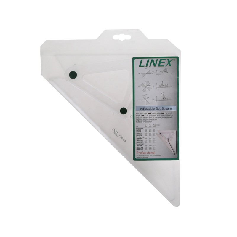 Linex Set Square Adjustable Precision 0.5 Degree Scale Bevelled Edge