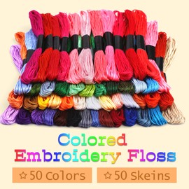 Zxiixz 50 Skeins Embroidery Floss, Rainbow Colors Friendship Bracelet String and Cross Stitch Thread, Embroidery Thread for DIY Friendship Bracelet Project, Craft Floss String for Cross Stitch Crafts