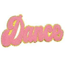 1Pcs 10 Inch Dance Chenille Iron on Patches with Glitter Edged, Perfect Iron on Letters for Clothing, Hats, Bags, Backpacks, Jeans - Ideal Gift for Dance Enthusiasts! (Pink)
