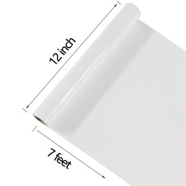 GYT Heat Transfer Vinyl Roll - Gold HTV Vinyl Adhesive Glossy Iron on Vinyl for T Shirt (White, 12inch x 7 feet)