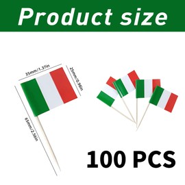 Pack of 100 Toothpick Flags, Italy Decoration, Italian Flag, Cocktail Sticks, Cocktail Sticks, Various Food Toothpick Flags, Mini Cocktail Cupcake Toppers, Flag, Small for Party