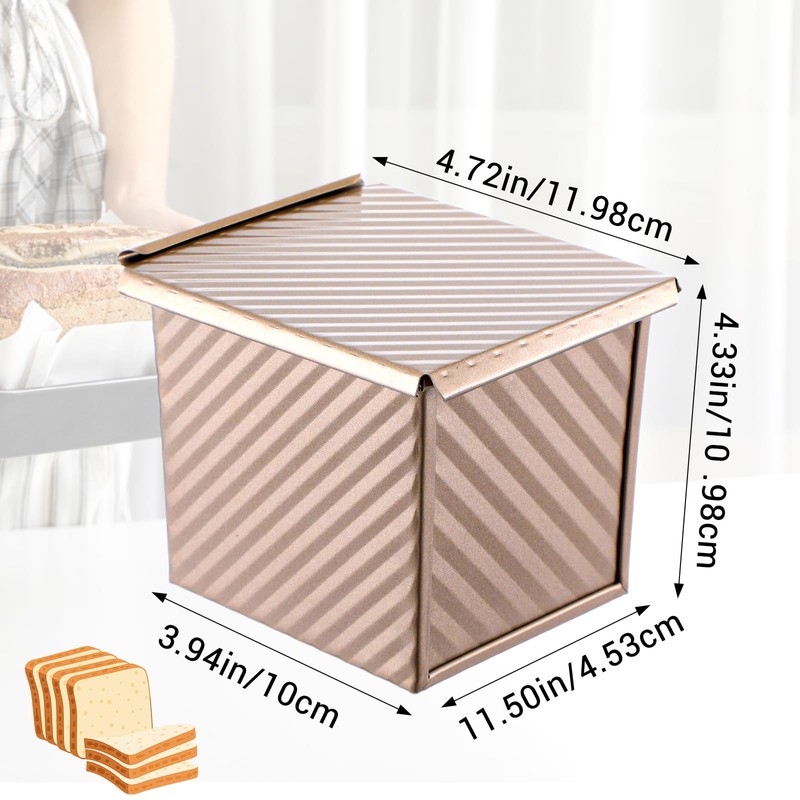 HOFURME 2 Pcs Square Nonstick Square Loaf Pan With Lid,