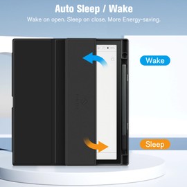 Fintie Case for 10.3" Boox Note Air4 C 2024/ Air3 C / Air3 B/W 2023 ePaper - Hybrid Slim Clear Cover Transparent Back Shell with Auto Sleep/Wake, Built-in Pencil Holder, Black